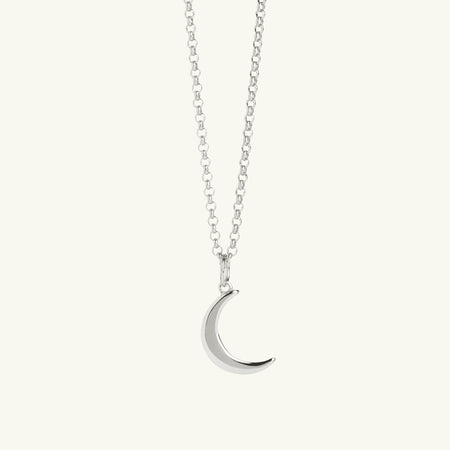 Mini Crescent Moon Necklace Silver